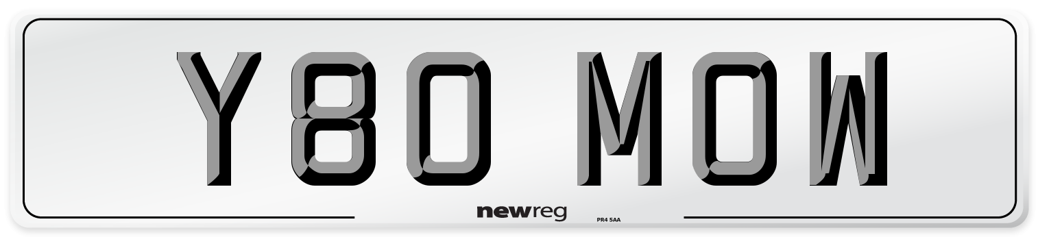 Y80 MOW Number Plate from New Reg